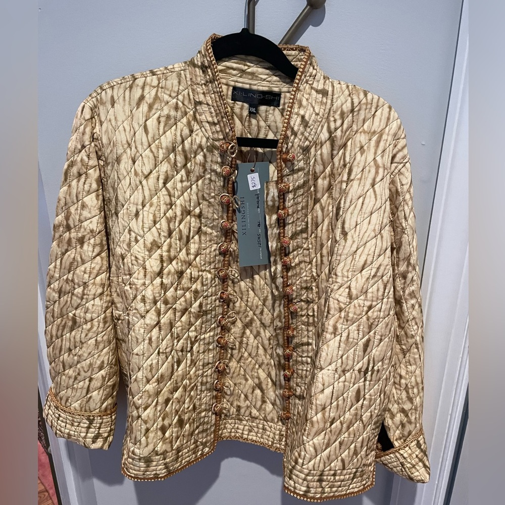 Xi Ling Shi size XXL mustard and brown silk blazer product no. 125MS